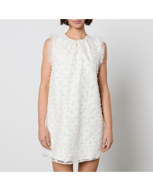 Sister Jane White Bow Collection Embellished Organza And Tulle Mini Dress