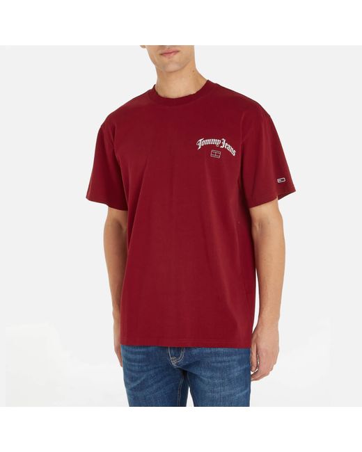 Tommy Hilfiger Relaxed Grunge Arch Back Cotton T-shirt in Red for Men | Lyst