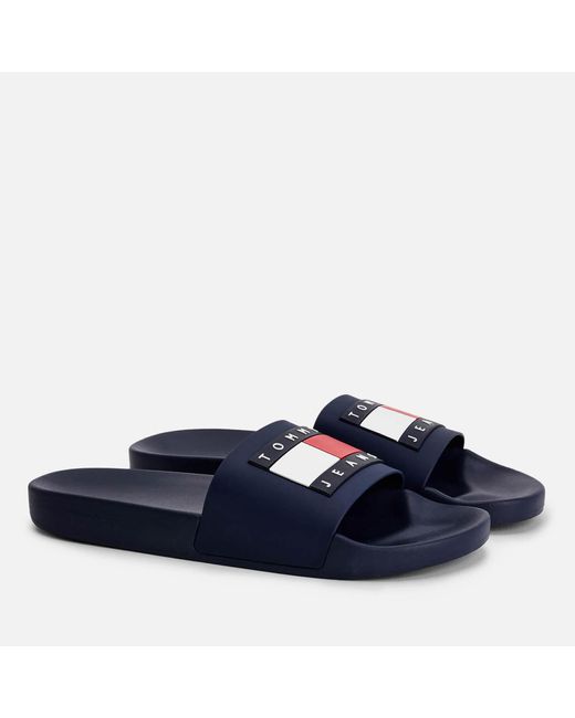 Tommy Hilfiger Blue Rubber Slide Sandals for men