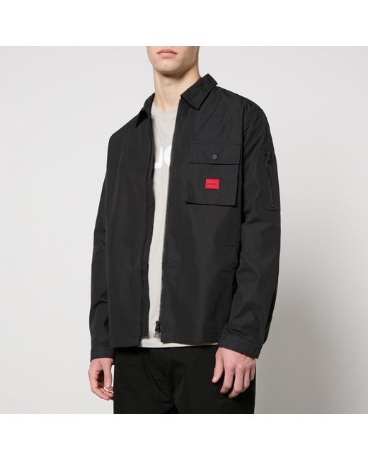 HUGO Black Emmond Logo Cotton-blend Shell Jacket for men