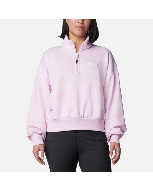 Columbia Purple Marble Canyontm French Terry Stretch-jersey Quarter-zip Sweatshirt