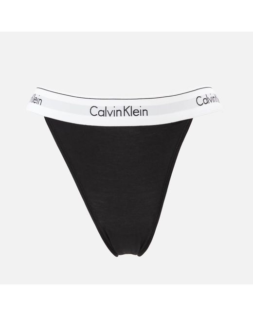 Calvin Klein Cotton High Leg Tanga Briefs Black | Lyst