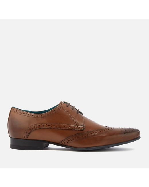 Ted Baker Brown Hosei Leather Wing-tip Brogues for men