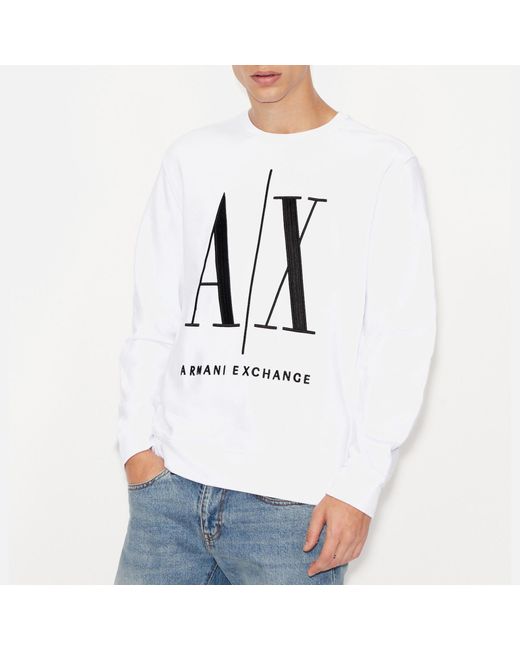 Armani Exchange White Logo Cotton Sweatshirt for men