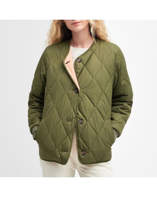 Barbour Green Bickland Harlequin-quilted Shell Jacket
