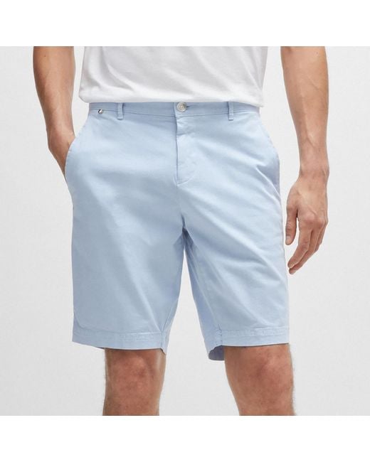 Boss Blue Slice Cotton-blend Twill Smart Shorts for men