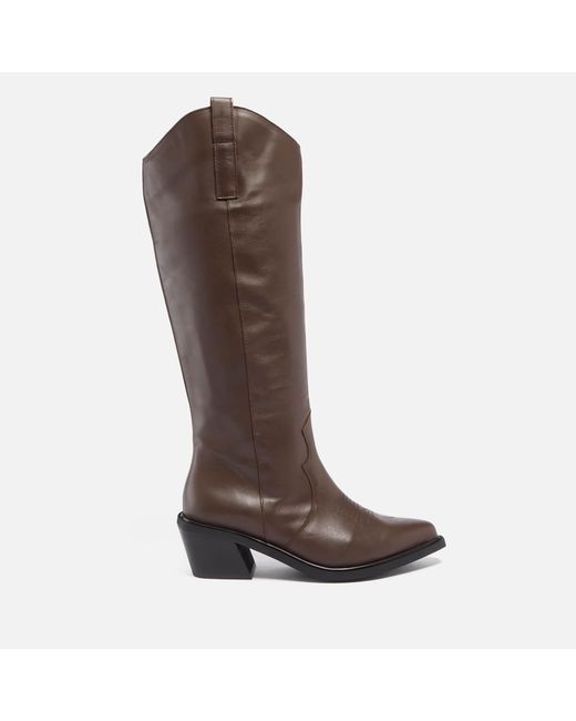 Alohas Brown Mount Leather Knee High Western Boots