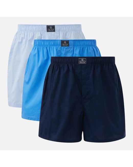 Polo Ralph Lauren Blue Three-Pack Cotton-Jersey Boxer Shorts for men