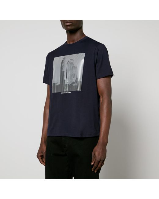 Armani Exchange Blue Skyscraper Cotton-jersey T-shirt for men