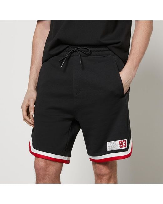 HUGO Black Danopy Cotton-jersey And Mesh Sweat Shorts for men