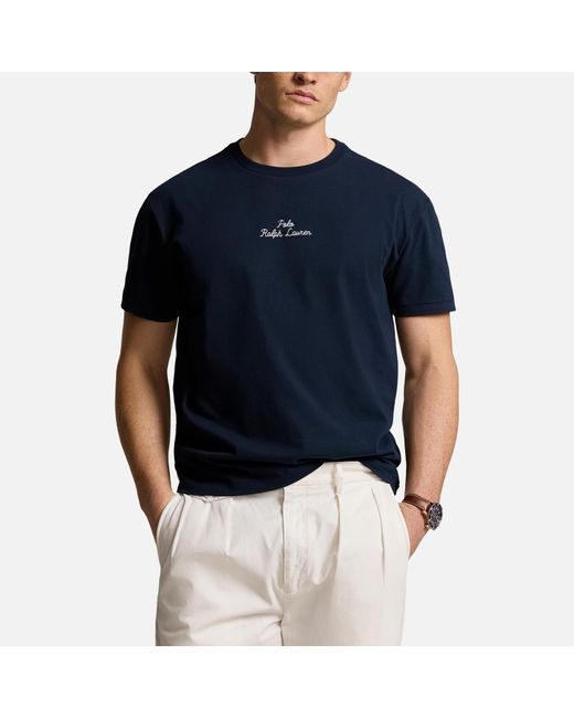 Polo Ralph Lauren Blue Logo-Embroidered Cotton T-Shirt for men
