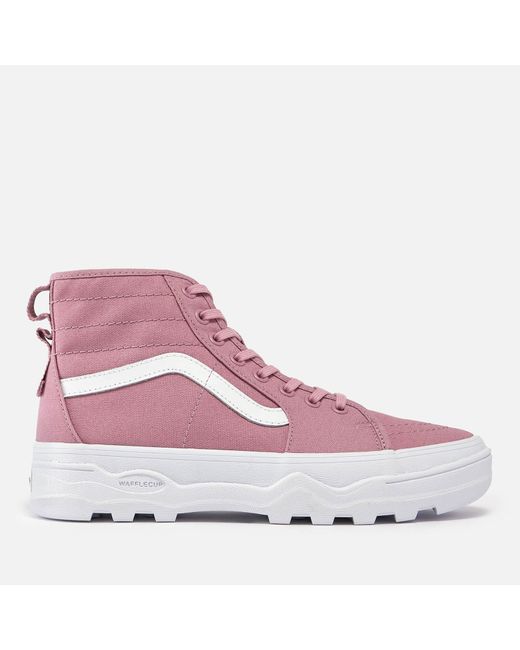 Vans Pink Sentry Sk8-hi Suede And Canvas-blend Trainers