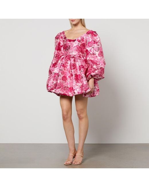 Sister Jane☆Dream バブルヘム Floral-Jacquard ドレス【UK発】 Sister Jane Dream Bubble Hem Floral-Jacquard Dress in Pink