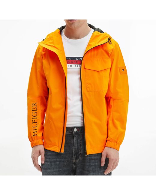 Tommy Hilfiger Synthetic Tech Hooded Jacket in Orange for Men | Lyst