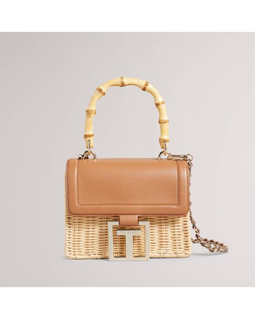 Ted Baker Jaylisa Leather And Rattan Cross Body Bag in Brown Lyst