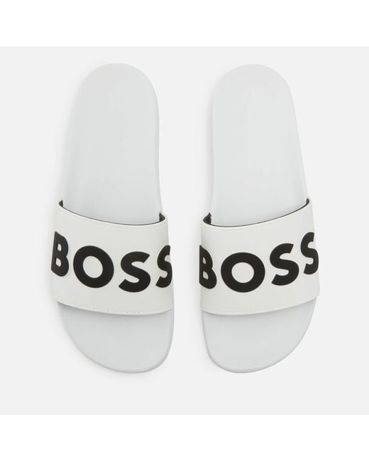 BOSS by HUGO BOSS Rubber Slide Sandals in White for Men | Lyst UK