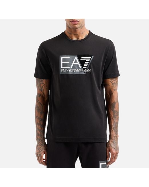 EA7 Black Pima Visibility Cotton T-shirt for men