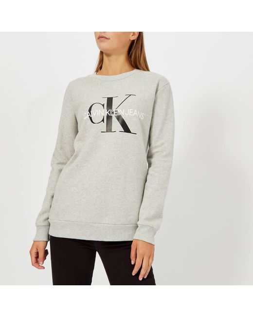 Calvin Klein Denim Core Monogram Logo Sweatshirt in Grey (Gray) - Save 14%  - Lyst