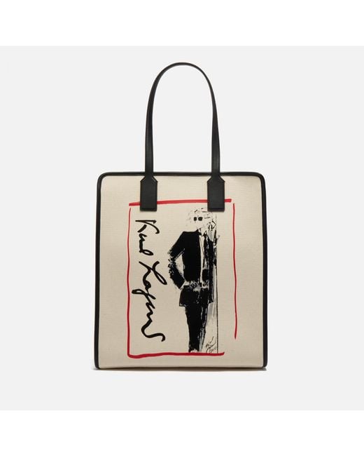 Karl Lagerfeld Series Canvas Shopper Tote Bag in Black | Lyst