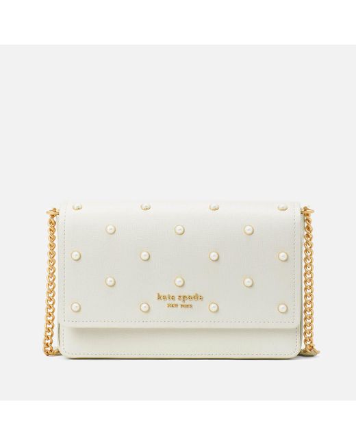 Kate Spade Natural Morgan Pearl Leather Flap Chain Wallet