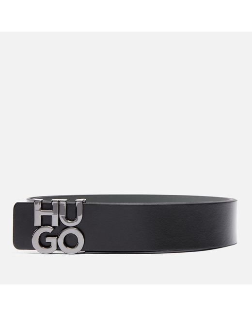 HUGO Black Sta_sz35 Leather Belt for men