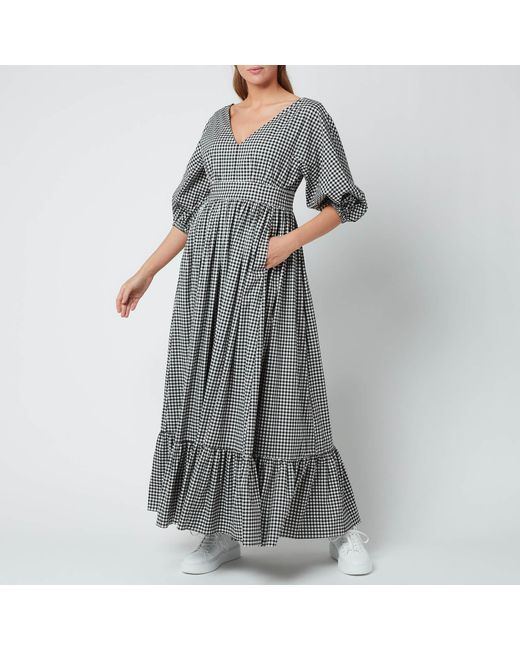 Kate Spade Mini Gingham Bodega Midi Dress in Gray | Lyst