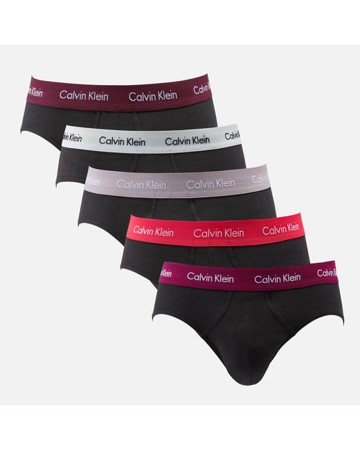 Calvin Klein Five-pack Stretch-cotton Briefs in Red for Men | Lyst