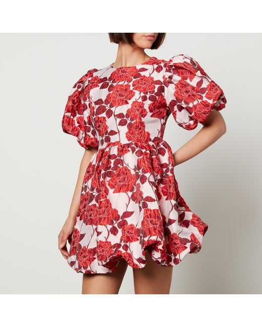 Sister Jane Red Wild Berry Floral-jacquard Dress
