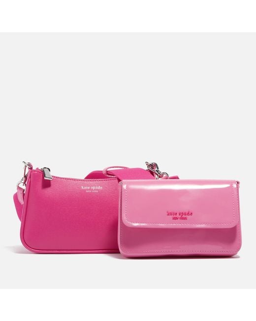 Kate Spade Pink Double Up Saffiano Leather Crossbody Bag