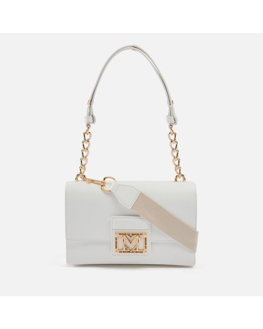 Love Moschino White Borsa Faux Saffiano Leather Bag