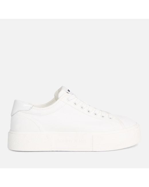 Tommy Hilfiger White Faux Leather Cupsole Trainers