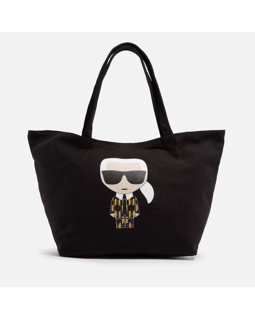 Karl Lagerfeld K/ikonik Large Canvas Tote Bag in Black | Lyst