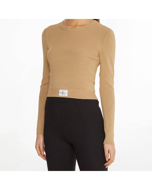 Calvin Klein Badge Short Sweater in Black | Lyst Australia