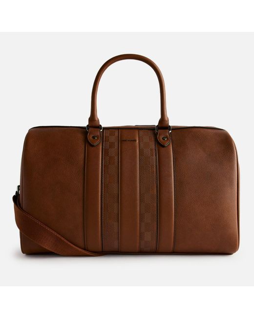 Ted Baker Brown Waylin Grained Faux Leather Duffle Bag for men