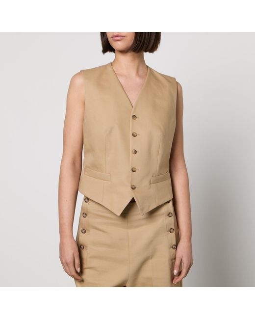 Polo Ralph Lauren Natural Pauline Cotton And Wool-blend Twill Vest