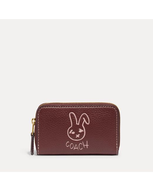 COACH Purple Bunny Graphic Signature Coated Canvas And Leather Wallet