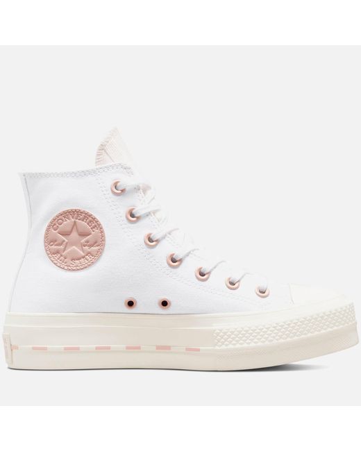 Converse Chuck Taylor All Star Lift Crafted Canvas Hi-top Trainers in White  - Lyst
