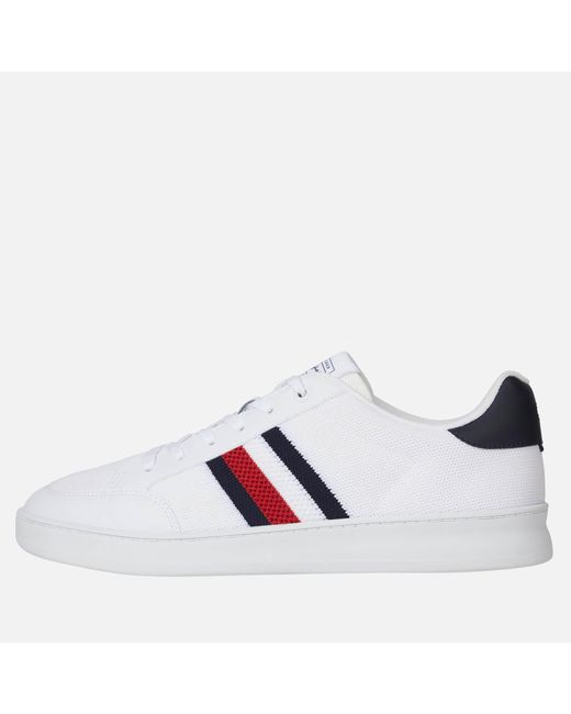 Tommy Hilfiger Faux Leather And Mesh Trainers in White for Men | Lyst