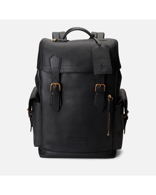 Polo Ralph Lauren Black Medium Leather Backpack for men