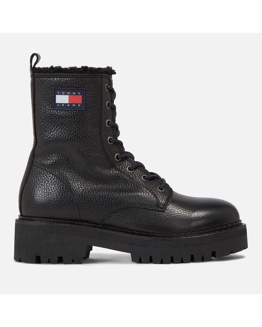 Tommy Hilfiger Black Urban Warm Lined Leather Lace-up Boots