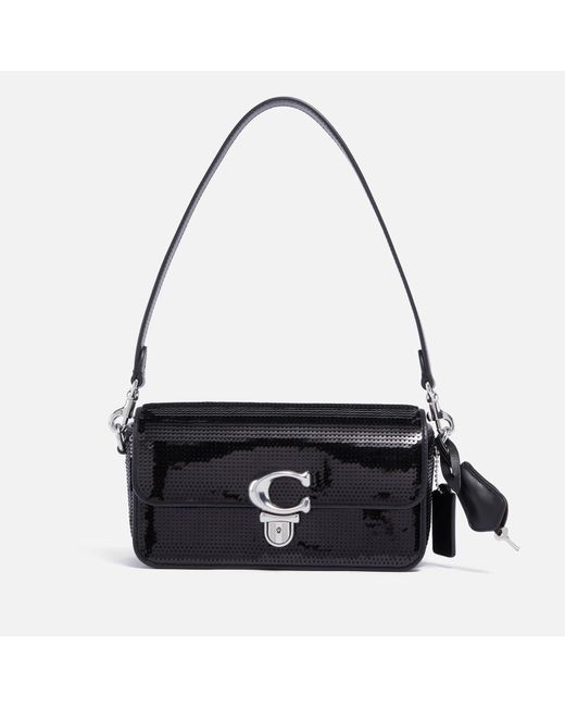 COACH Black Studio Sequinned Leather Baguette Bag