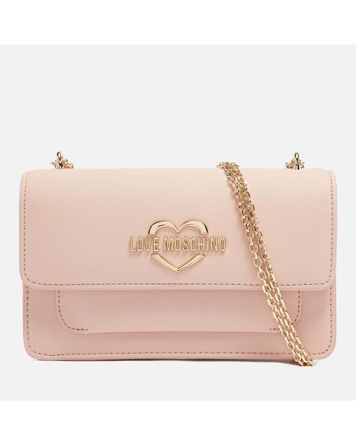 Love Moschino Heart Logo Flap Cross Body Bag in Pink Lyst