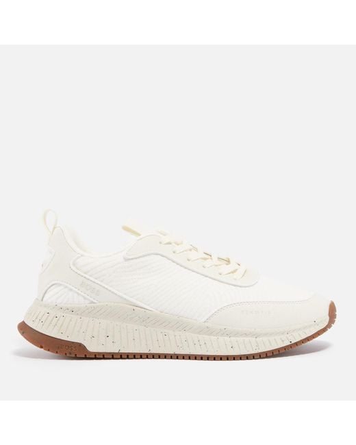 Boss White Titanium Acbc Mesh And Faux Suede Trainers for men