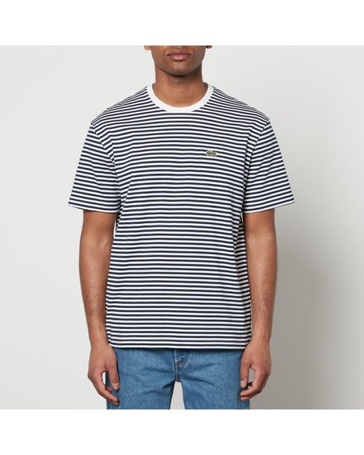Lacoste Blue Stripe Cotton-jacquard T-shirt for men
