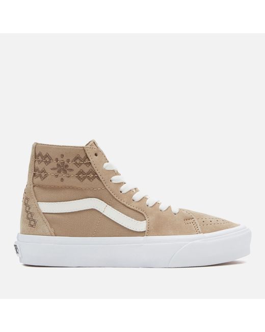 Vans Natural Sk8-hi Tapered Canvas And Suede Trainers