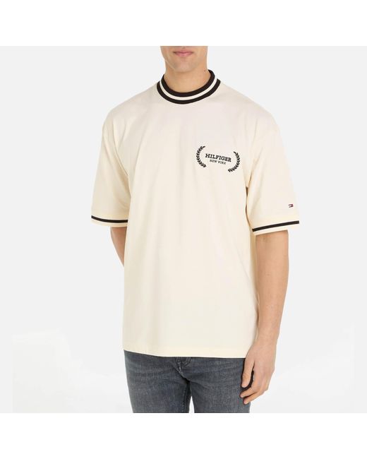 Tommy Hilfiger Natural Lauren Tipped Cotton Logo T-shirt for men