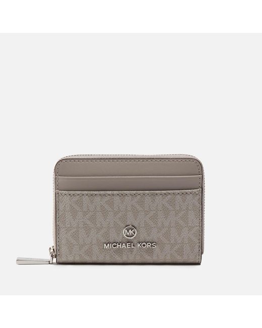 MICHAEL Michael Kors Gray Michael Kors Jet Set Coated-canvas And Leather Wallet
