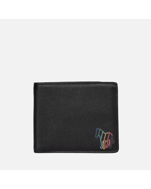 PS by Paul Smith Black Zebra Leather Bifold Wallet for men