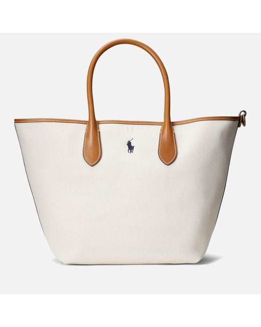 Polo Ralph Lauren White Cotton-canvas And Leather Tote Bag