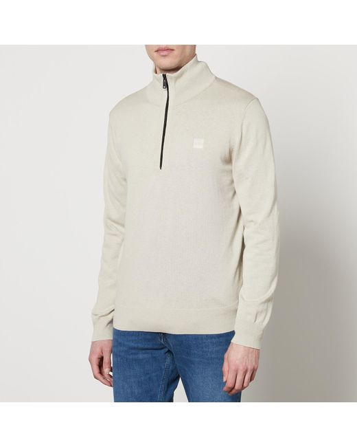 Boss White Kanobix Cotton And Cashmere-blend Jersey Sweatshirt for men